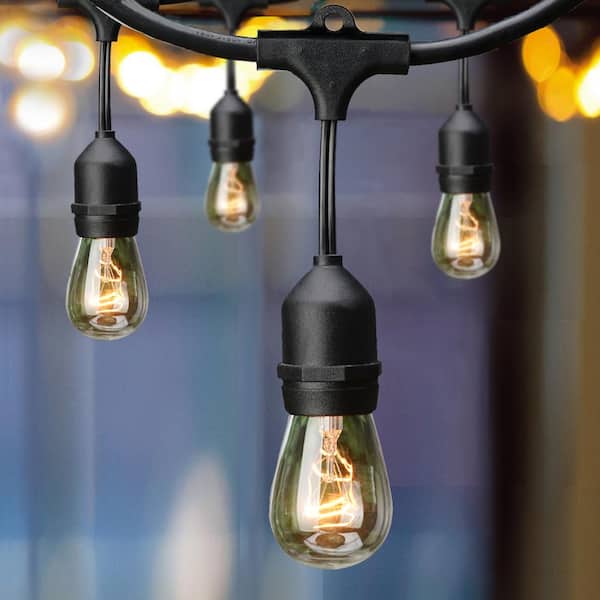 Hampton Bay 12-Light 24 ft. Indoor/Outdoor Plug-In Incandescent Edison Bulb String Light