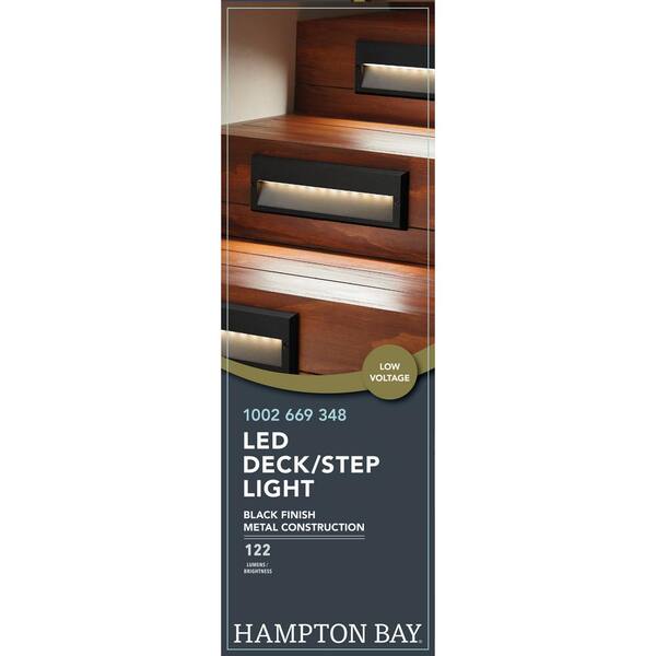 Hampton Bay 122 Lumen 10.6 In. Low Voltage Black Integrated LED Deck Light