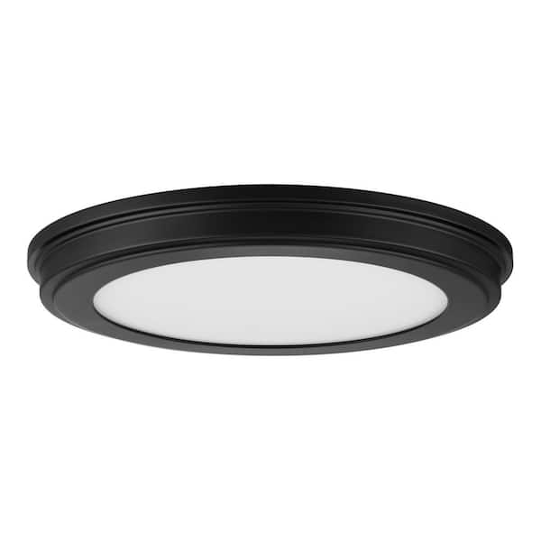Commercial Electric 13 in. Matte Black Edgelit 3CCT LED Flush Mount (2-Pack)