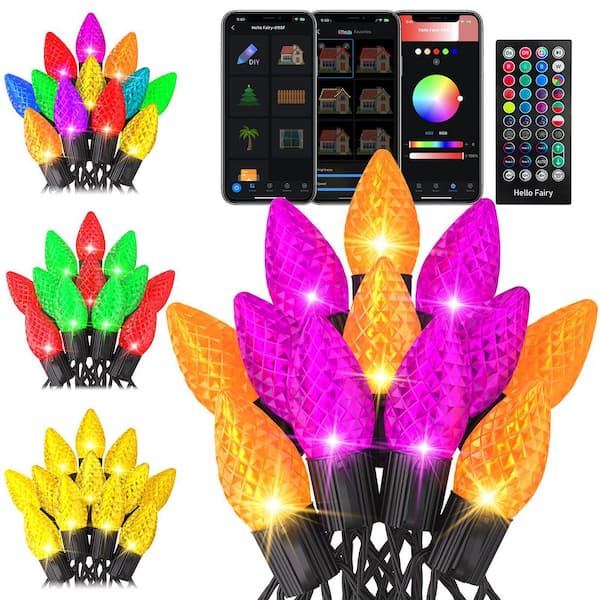 AVATAR CONTROLS 132Ft Smart String Lights 200 LED DIY Extendable C9 Color Changing APP Remote Controlled Timer Waterproof Programmable