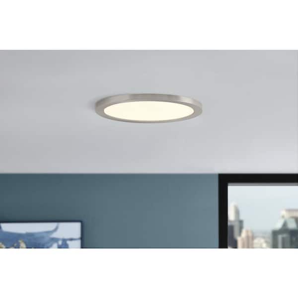Commercial Electric 15 in. Brushed Nickel New Ultra-Low Profile Integrated LED Flush Mount 5CCT (2-Pack)
