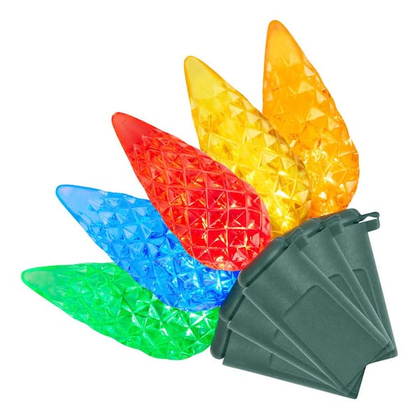 Home Accents Holiday 150 Count Multi-Colored Faceted Steady Lit Super-Bright C6 LED Lights