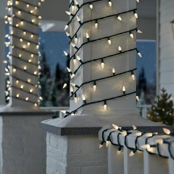 Home Accents Holiday 150 Count Warm White Faceted Steady Lit Super Bright C6 LED Lights