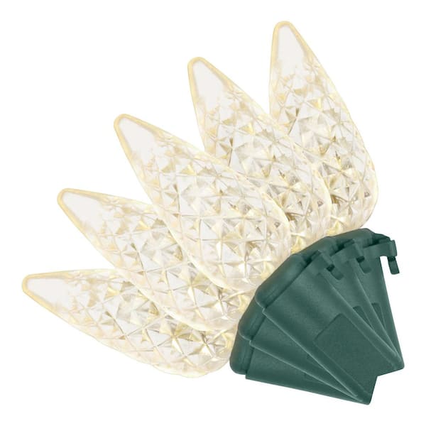 Home Accents Holiday 150 Count Warm White Faceted Steady Lit Super Bright C6 LED Lights
