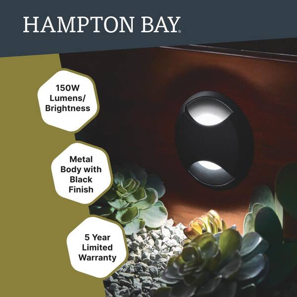 Hampton Bay 150 Lumens Low Voltage Black Integrated LED Round Outdoor InGround Well/Deck Light