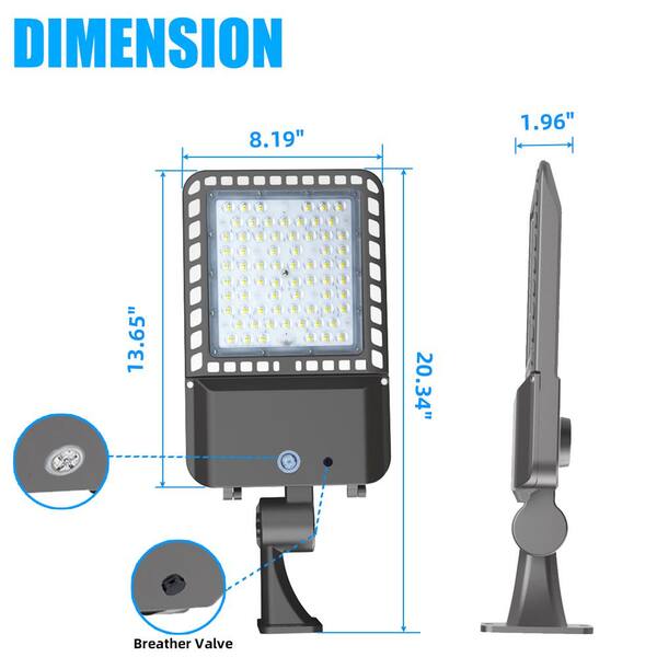 WYZM 1500- Watt Equivalent 300-Watt Integrated LED Bronze Parking Lot Area Light 5000k Daylight Arm Mount IP65