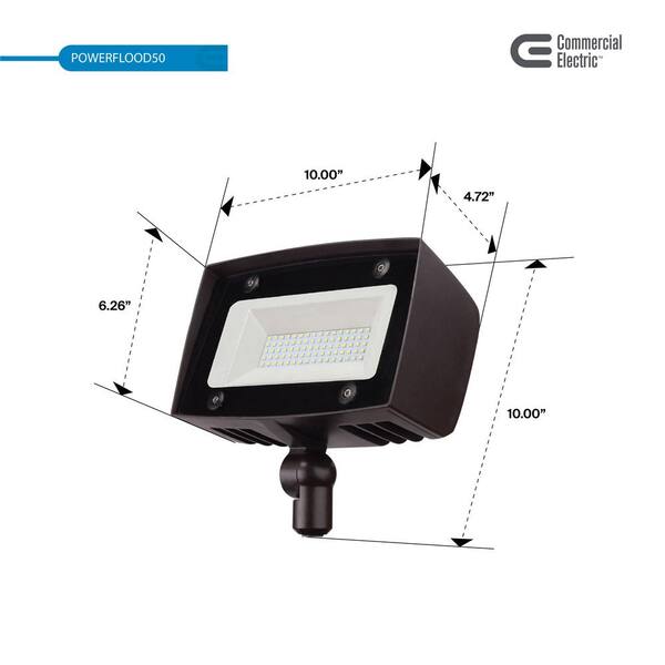 Commercial Electric 150W Equivalent Bronze Outdoor Integrated LED Flood Light 5000 Lumens Dusk To Dawn Light