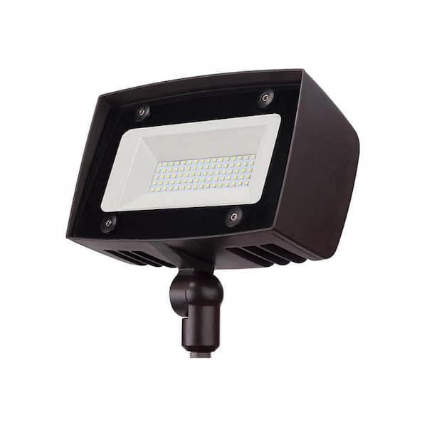 Commercial Electric 150W Equivalent Bronze Outdoor Integrated LED Flood Light 5000 Lumens Dusk to Dawn Light