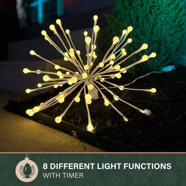 Fraser Hill Farm 16 In. Prelit LED Starburst With White Caps Weather Resistant Decoration For Indoor And Outdoor Use Set Of 6
