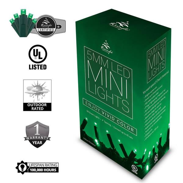 Kringle Traditions 17 Ft. 50-Light Green 5 Mm LED Mini Light Set