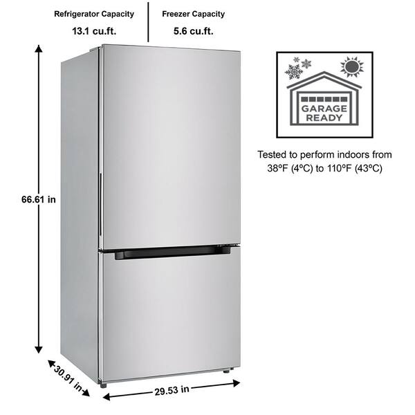 Vissani 18.7 Cu. Ft. Bottom Freezer Refrigerator In Stainless Steel