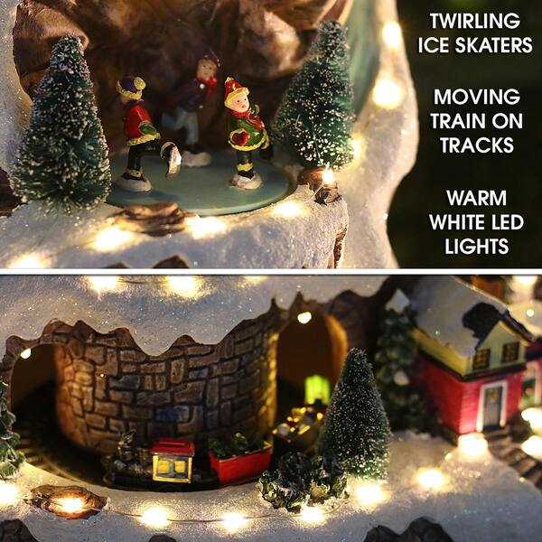 Alpine Corporation 18 In. Tall Animated Winter Wonderland Set With LED Light And Music