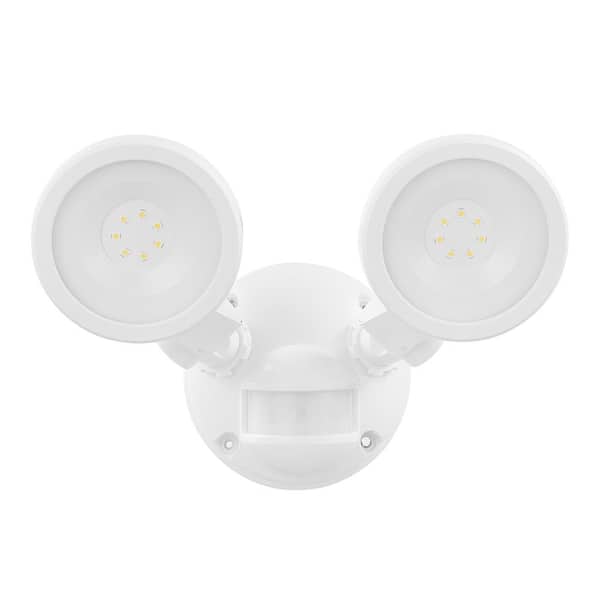 Defiant 180° White Motion Sensing Security Light Wired Outdoor 2-Head LED Flood Light 1000 Lumens