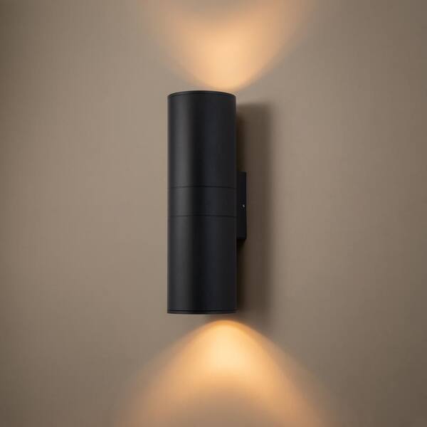 C Cattleya 19.75 In. 2-Light Matte Black Cylinder Outdoor Wall Lantern Sconce