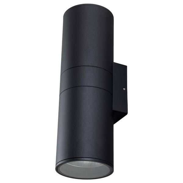 C Cattleya 19.75 In. 2-Light Matte Black Cylinder Outdoor Wall Lantern Sconce