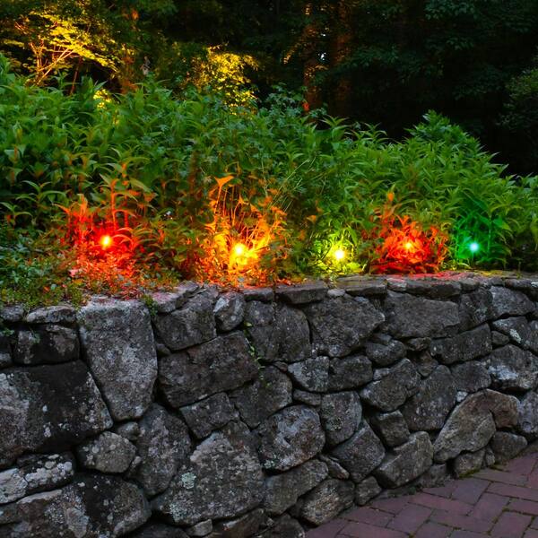 LUMABASE 2.5 In. Round Solar Pathway Color Changing String Lights (8-Light)