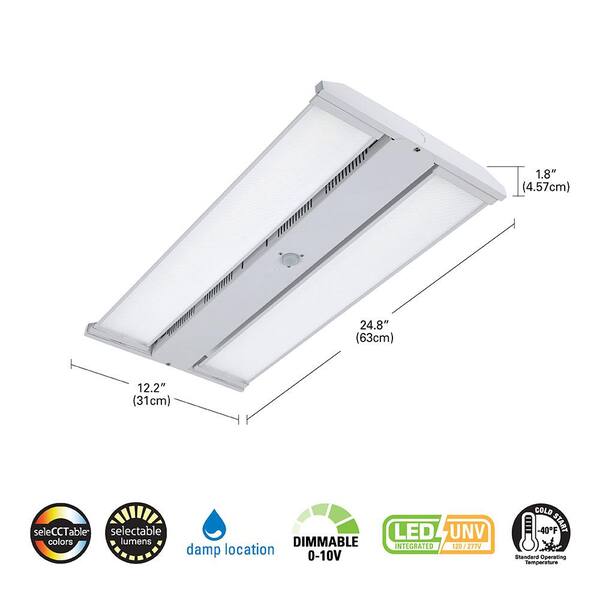 Metalux 2 Ft. 400-Watt Equivalent LED Highbay With Adjustable Optics Selectable 18K/21K/24K Lumens And 3500/4000/5000 Sel CCT