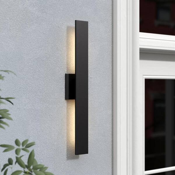Laplusbelle 2 Light Matte Black Aluminum Hardwired LED Outdoor Wall Lantern Sconce 1-Pack