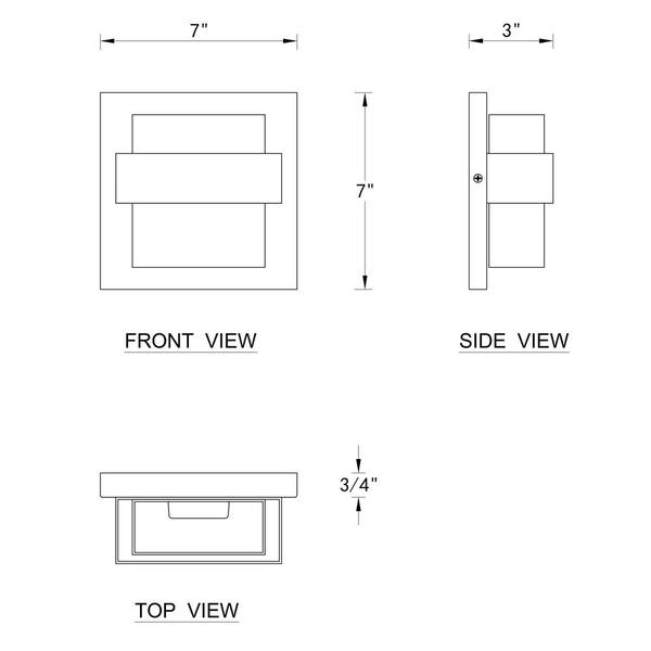 Laplusbelle 2-Light Matte Black Aluminum LED Wall Lantern Sconce