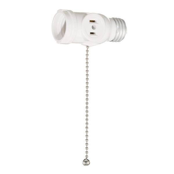 Leviton 2-Outlet White Socket With Pull Chain 1406-W
