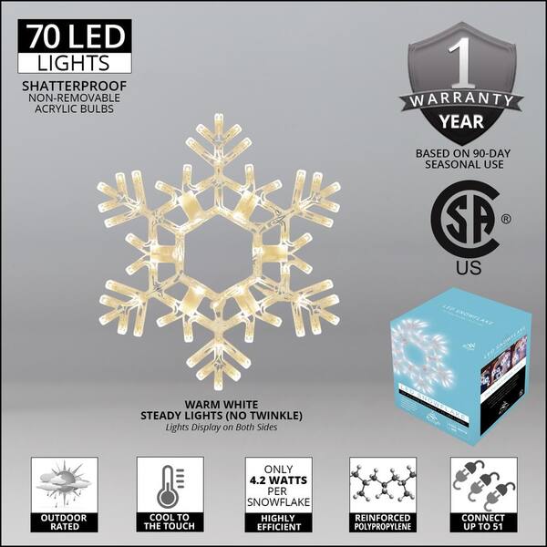 Kringle Traditions 20 In. 70-Light LED Warm White Folding Snowflake Decoration