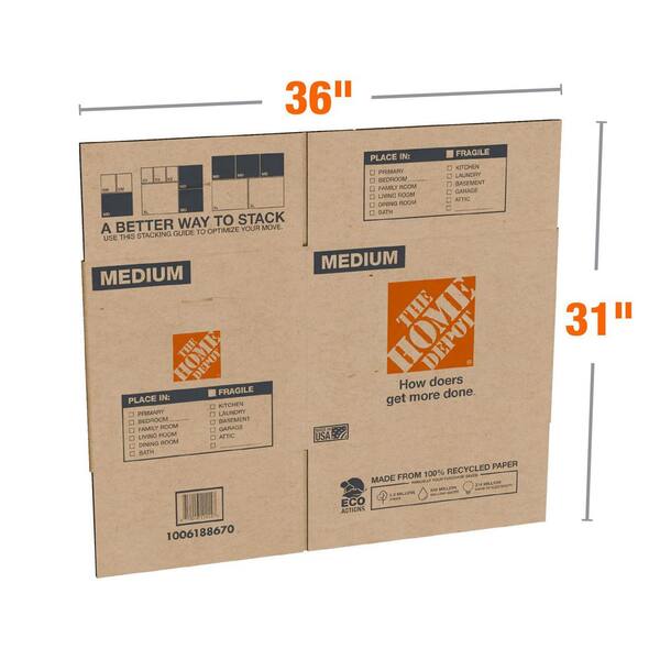 The Home Depot 20 In. L X 16 In. W X 15 In. D Medium Moving Shipping And Packing Box With Handles