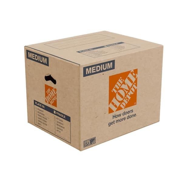The Home Depot 20 in. L x 16 in. W x 15 in. D Medium Moving Shipping and Packing Box with Handles