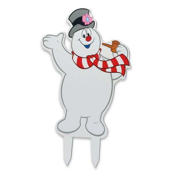 Unbranded 20 In. Yard Stake White Weather-Resistant Metal Frosty The Snowman Christmas