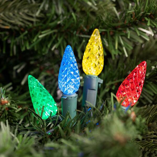 Northlight 200 Count Multi-Color LED Faceted C6 Christmas Lights-Green Wire