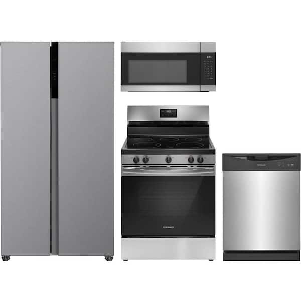 Frigidaire 21.4 cu. ft. Counter Depth Refrigerator with 5 Burner Freestanding Electric Range and Dishwasher
