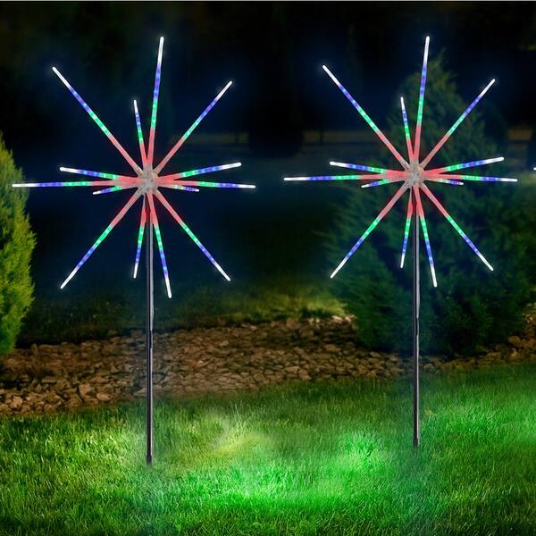 Pacific Accents 22 In. Sparkler LED Multi-Color Garden Light With Hanging Hooks Plus Ground Stakes Plus Remote Control