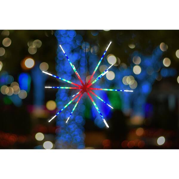 Pacific Accents 22 In. Sparkler LED Multi-Color Garden Light With Hanging Hooks Plus Ground Stakes Plus Remote Control