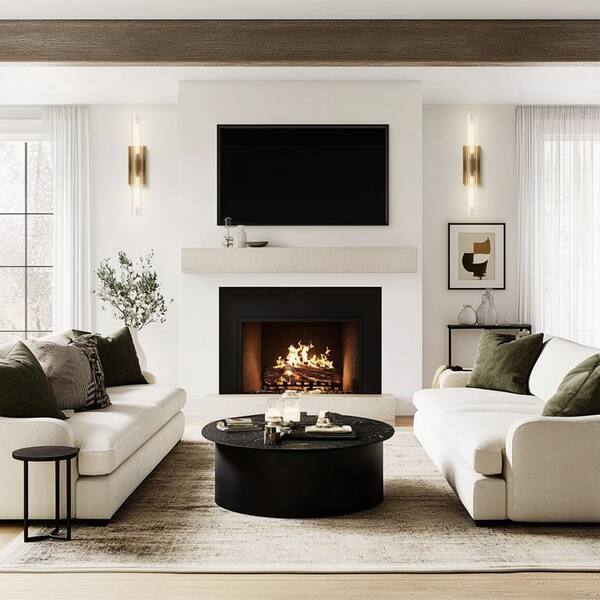 YUYI 24.8 In. 2-Light Antique Gold Wall Sconce Vanity Light Modern Wall Light For Living Room Bathroom Bedroom (Set Of 2)