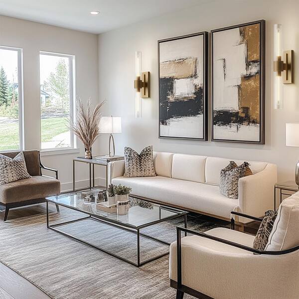 YUYI 24.8 In. 2-Light Antique Gold Wall Sconce Vanity Light Modern Wall Light For Living Room Bathroom Bedroom (Set Of 2)