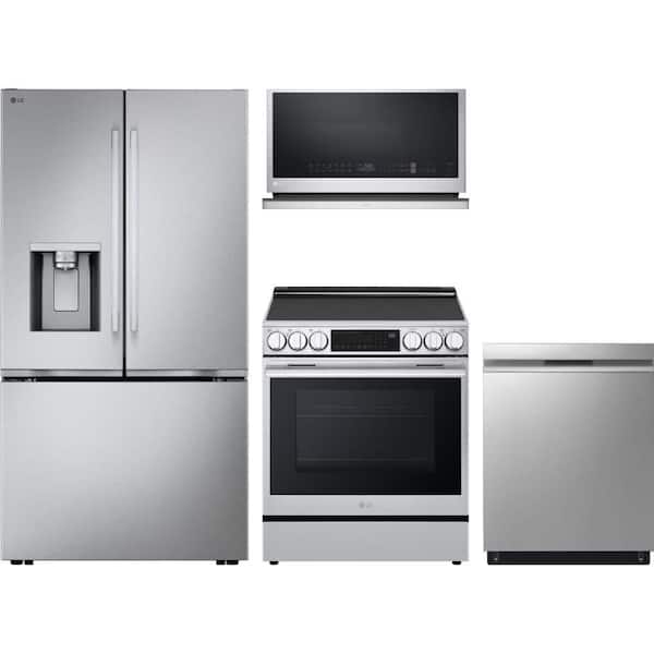 LG 24 cu. ft. Counter Depth Craft Ice French Door Refrigerator with 5 Burner Electric Range and Dishwasher with 3rd Rack