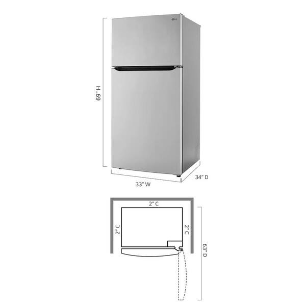 LG 24 Cu. Ft. Top Mount Freezer Refrigerator With Multi-Flow Air System In Stainless Steel Garage Ready