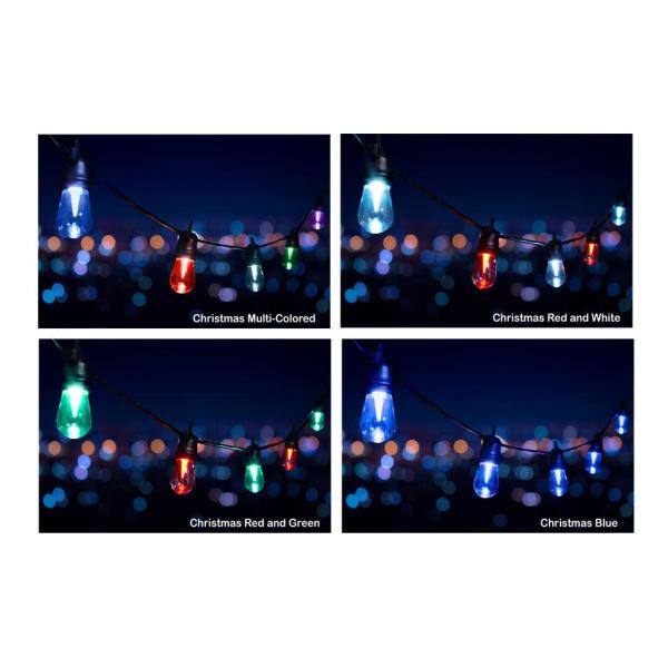 HoliScapes 24 Ft - 12 Color Changing Shatter Proof LED Lights - Holiday Cafe Bistro Lights - 14 Holiday Light Sequences