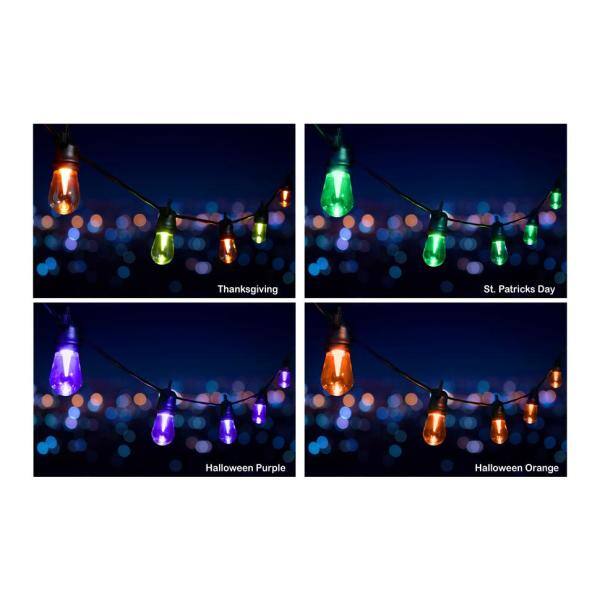 HoliScapes 24 Ft - 12 Color Changing Shatter Proof LED Lights - Holiday Cafe Bistro Lights - 14 Holiday Light Sequences