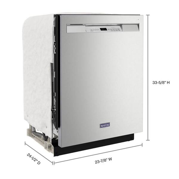 Maytag 24 In. Fingerprint Resistant Stainless Front Control Built-In Tall Tub Dishwasher With Dual Power Filtration 50 DBA