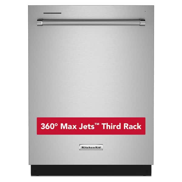 KitchenAid 24 in. PrintShield Stainless Steel Top Control Built-In Tall Tub Dishwasher with Stainless Steel Tub 44 dBA