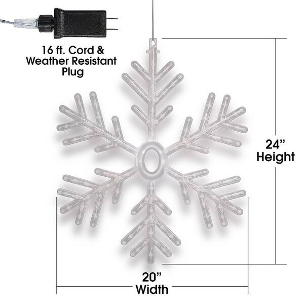 Alpine Corporation 24 In. Tall Hanging Snowflake With LED Lights