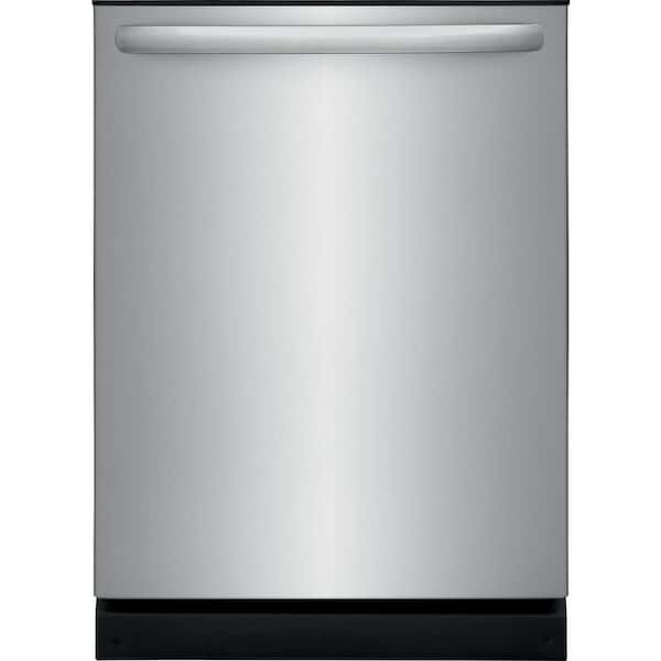 Frigidaire 24 in Top Control Built in Tall Tub Dishwasher with Plastic Tub in Stainless Steel with 4-cycles