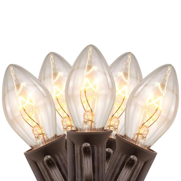 Northlight 25 Count Clear C7 Christmas Lights 24 ft. Brown Wire