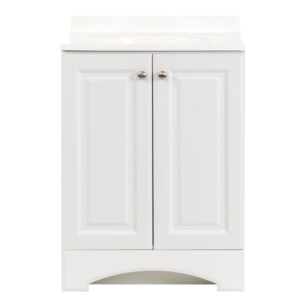 Glacier Bay 25 In. Single Sink White Bath Vanity With Cultured Marble Top (Assembled)