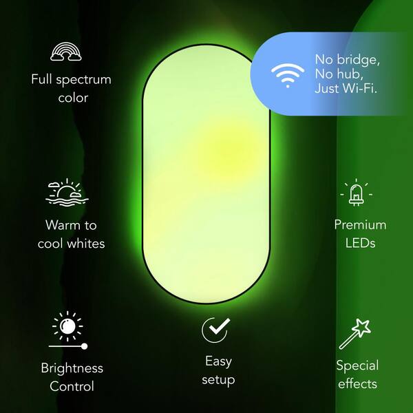 LIFX 26 In. Oval Capsule Smart Black Multi-Color WiFi Selectable LED Flush Mount Ceiling Light Works Alexa/Hey Google/HomeKit