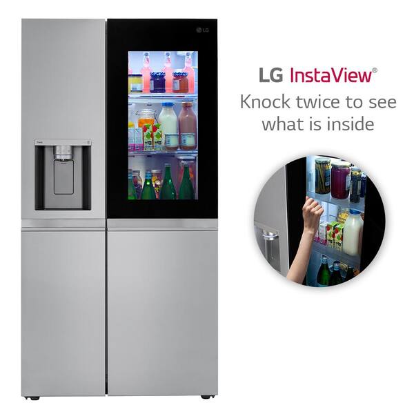 LG 27 Cu. Ft. Side-By-Side Refrigerator With Instaview Glass Craft Ice And Recessed Handles In PrintProof Stainless Steel