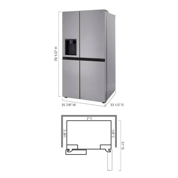 LG 27 Cu. Ft. Side By Side Smart Refrigerator W/ Craft Ice External Ice And Water Dispenser In PrintProof Stainless Steel
