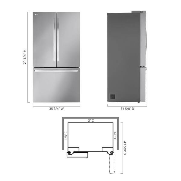 LG 27 Cu. Ft. Smart Counter-Depth MAX French Door Refrigerator With Internal Water Dispenser In PrintProof Stainless Steel