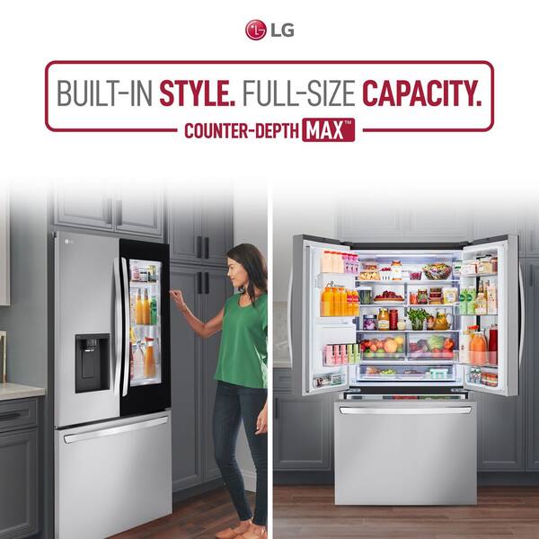 LG 27 Cu. Ft. Smart Counter-Depth MAX French Door Refrigerator With Internal Water Dispenser In PrintProof Stainless Steel