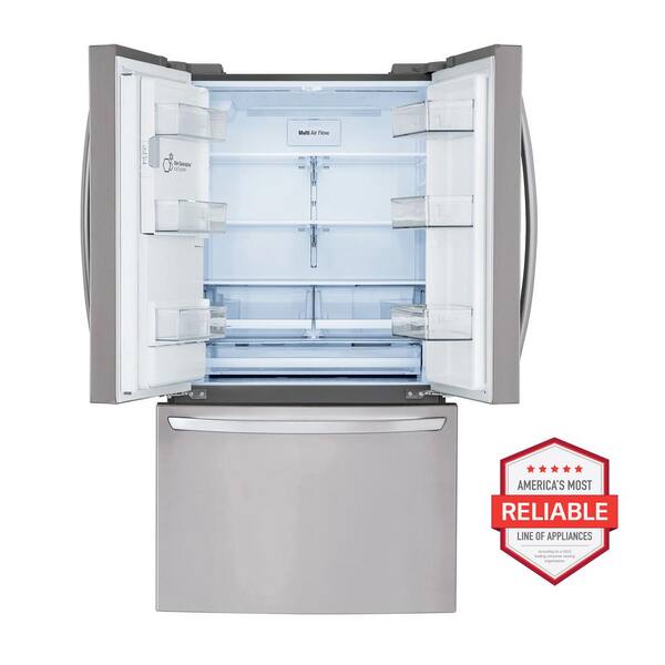 LG 28 Cu. Ft. 3 Door French Door Refrigerator With Ice And Water Dispenser And Craft Ice In PrintProof Stainless Steel